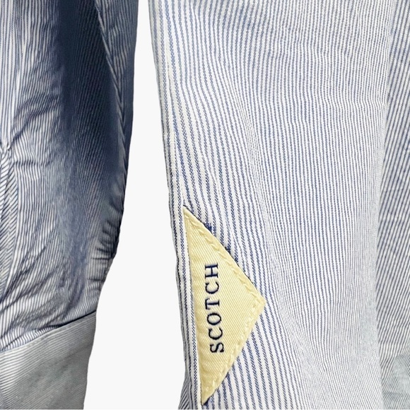 Scotch & Soda Blue Striped Button Up Long Fit Shirt - Picture 9 of 13
